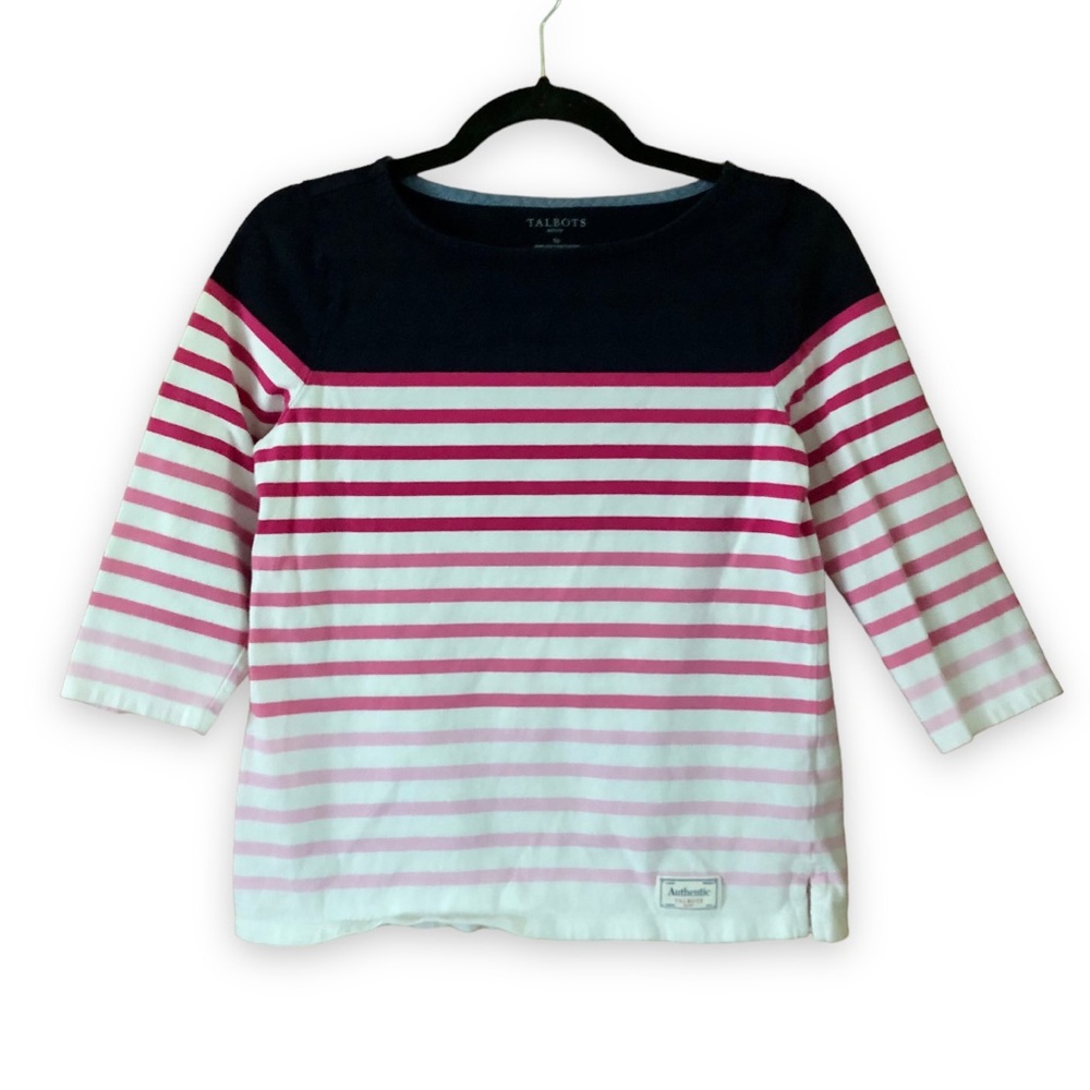 Talbots Authentic Talbots Tee Gradient Stripe Nav… - image 1